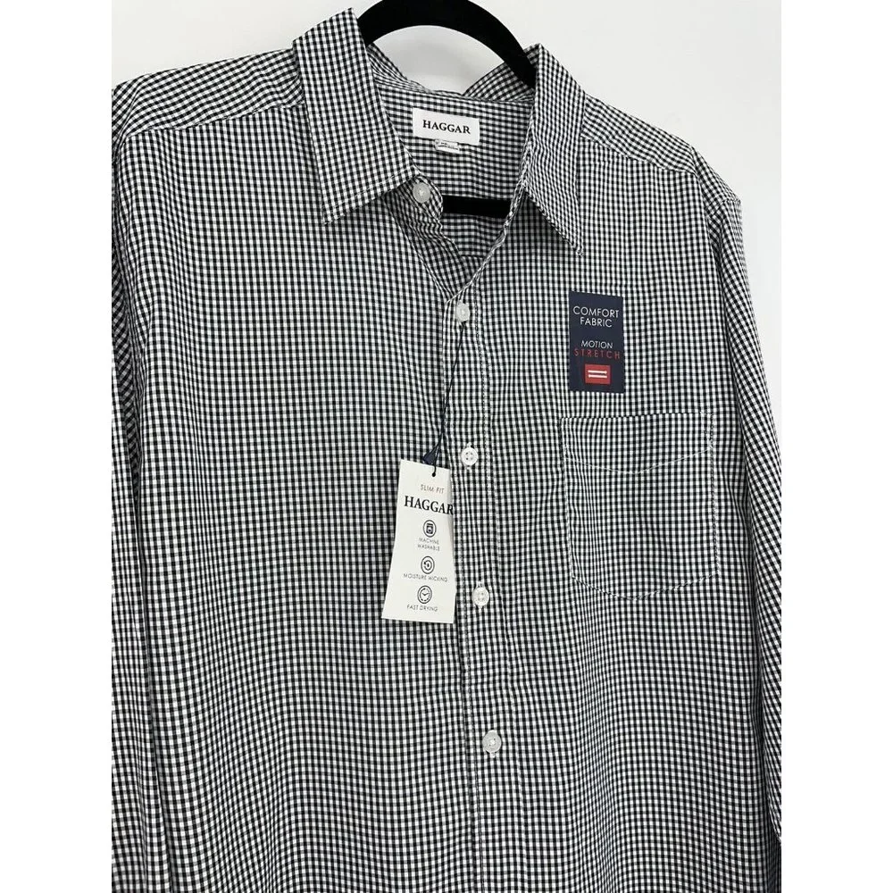 Haggar Wrinkle Resistant Shirt Men's Large Button Lightweight Long Sleeve $56 - Picture 8 of 9